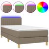 vidaXL Cama box spring + colch&atilde;o/LED 90x190cm tecido cinza-acastanhado