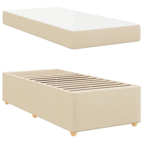vidaXL Estrutura da Cama com colch&atilde;o Creme 80 x 200 cm tecido