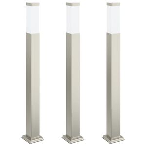 vidaXL Lumin&aacute;rias de balizador, 3 pe&ccedil;as, 80 cm, a&ccedil;o inoxid&aacute;vel, IP44