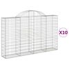 vidaXL Cestos gabi&atilde;o arqueados 10pcs 200x30x120/140 ferro galvanizado
