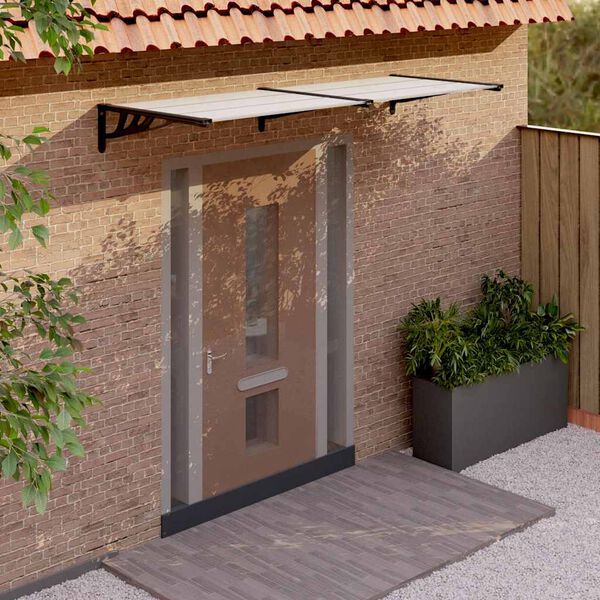 vidaXL Toldo para porta 239x90 cm policarbonato preto/transparente