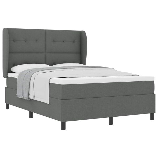 vidaXL Cama Box com colch&atilde;o Cinzento escuro 160 x 200 cm tecido