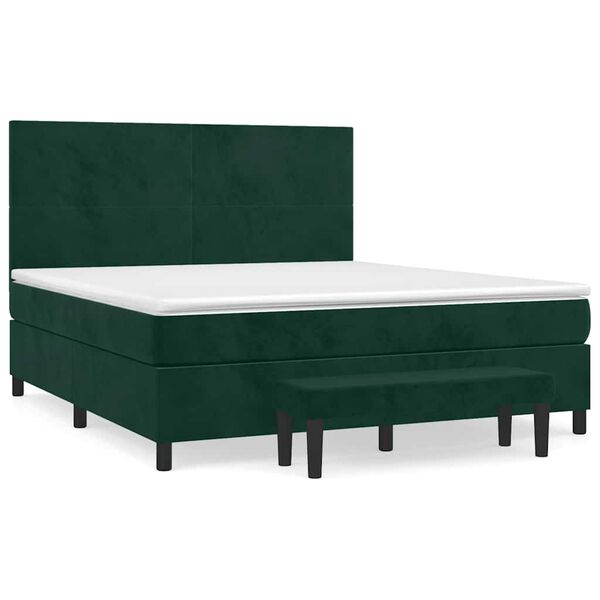 vidaXL Cama com molas/colch&atilde;o 180x200 cm veludo verde-escuro