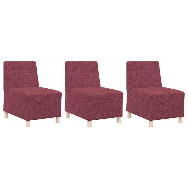 vidaXL Unidade de Sof&aacute; Modular Sem Bra&ccedil;os 3 pcs Vinho Vermelho