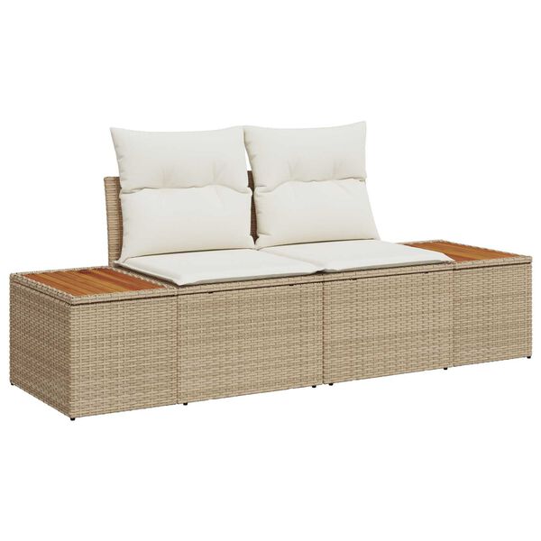 vidaXL Conjunto de Sof&aacute; de Jardim 5 pcs Bege e Creme Polirattan