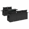 vidaXL 6 pcs conjunto sof&aacute;s de jardim c/ almofad&otilde;es vime PE preto