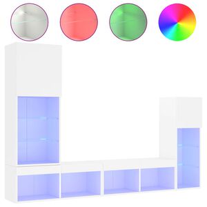 vidaXL 4pcs m&oacute;veis de parede p/ TV c/ LEDs derivados de madeira branco