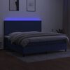 vidaXL Cama box spring c/ colch&atilde;o e LED 200x200 cm tecido azul