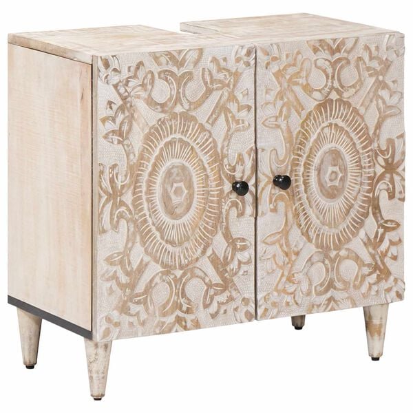 vidaXL Arm&aacute;rio para Pia de Banheiro com porta Branco 62 x 33 x 58 cm