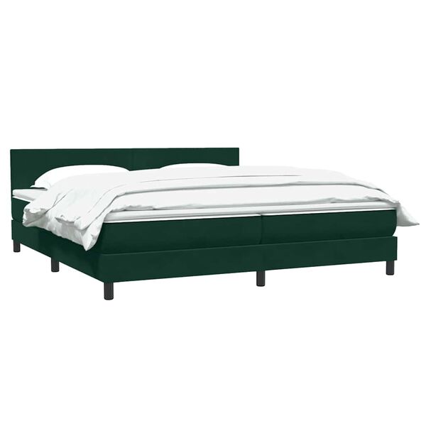 vidaXL Cama com molas/colch&atilde;o 180x220 cm veludo verde-escuro