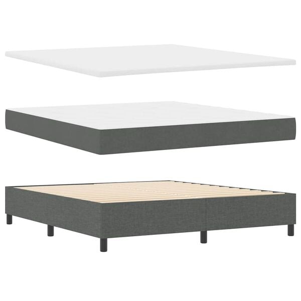 vidaXL Cama Box com colch&atilde;o Cinza Escuro 180 x 200 cm tecido