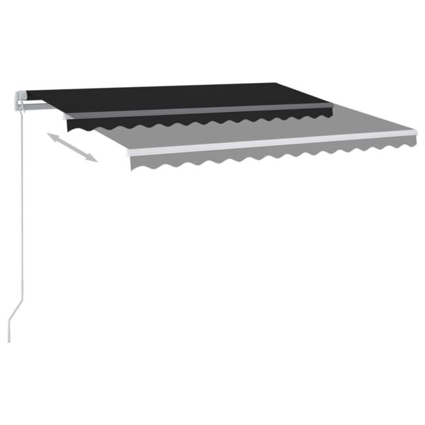 vidaXL Toldo retr&aacute;til manual c/ LED 350x250 cm antracite