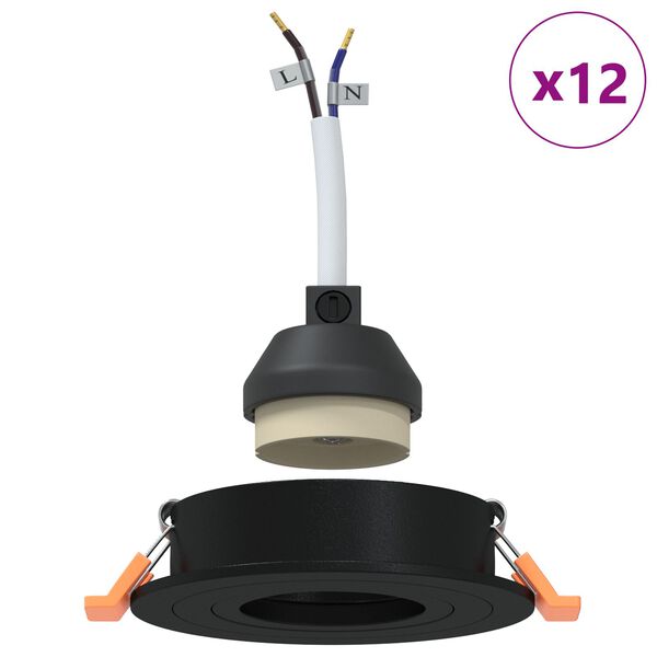 vidaXL Holofote 12 pcs Preto 9 x 9 x 2 cm Alum&iacute;nio