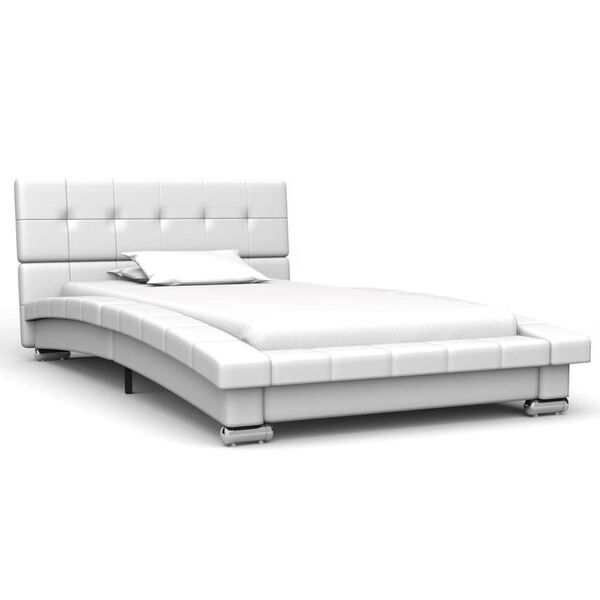 vidaXL Estrutura de cama 200x90 cm couro artificial branco