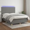 vidaXL Cama box spring c/ colch&atilde;o e LED 140x190 cm tecido cinza-escuro