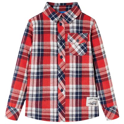 Camisa de xadrez para criança vermelho e azul-marinho 92