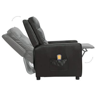 vidaXL Poltrona massagens couro artificial preto brilhante