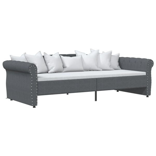 vidaXL Sof&aacute;-cama c/ sa&iacute;da USB 90x200 cm tecido cinzento-escuro