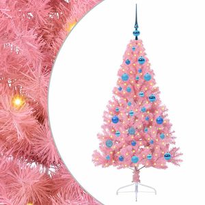 vidaXL &Aacute;rvore de Natal Artificial Pr&eacute;-iluminada Rosa 150 cm PVC