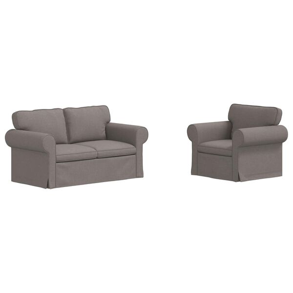 vidaXL Sof&aacute; 2 pcs Cinzento-acastanhado 155 x 82 x 80 cm tecido