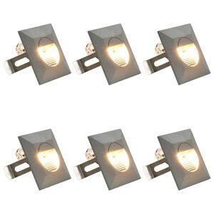 vidaXL Ilumina&ccedil;&atilde;o LED de parede exterior 6 pcs 2 W quadrado prateado