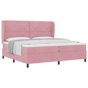 vidaXL Cama Box com colch&atilde;o com cabeceira Rosa 200 x 200 cm Poli&eacute;ster