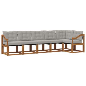 vidaXL Conjunto de Sof&aacute;s para Exterior 6 pcs Cinza Natural e Claro