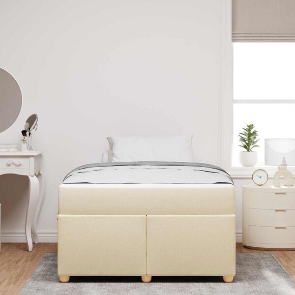 vidaXL Estrutura da Cama com colch&atilde;o Creme 120 x 190 cm tecido