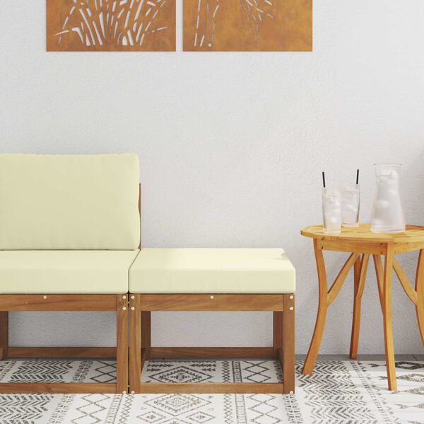 vidaXL Pufe para Exterior Madeira S&oacute;lida de Ac&aacute;cia Natural