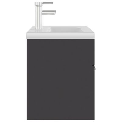 vidaXL Armário de lavatório c/ lavatório embutido contraplacado cinza