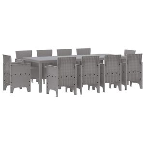 vidaXL Conjunto de Jantar para Jardim 11 unid. Cinzento-claro