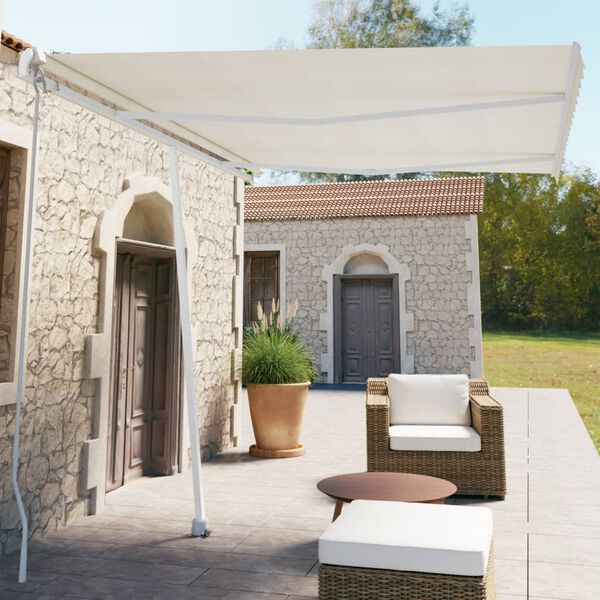 vidaXL Toldo retr&aacute;til manual independente 350x250 cm cor creme