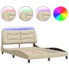 vidaXL Estrutura de cama com LED sem colch&atilde;o Hvar 120x200 cm tecido creme