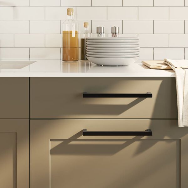 vidaXL Puxadores para m&oacute;veis 10 pcs 224 mm a&ccedil;o inoxid&aacute;vel preto