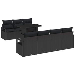 vidaXL Conjunto de Sof&aacute; de Jardim 8 pcs Preto Rattan Sint&eacute;tico