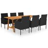 vidaXL 7 pcs conjunto de jantar para jardim preto