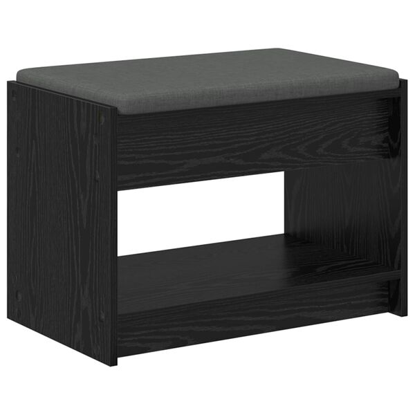 vidaXL Banco de Hall com almofada Carvalho Preto 63 x 38 x 45 cm