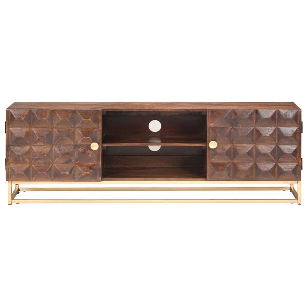 vidaXL M&oacute;vel de TV 124x29x45 cm madeira de mangueira maci&ccedil;a