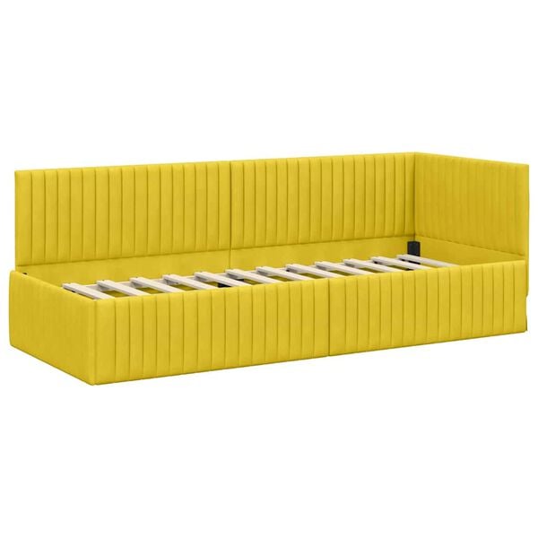 vidaXL Estrutura de Cama de Canto Amarelo 80 cm x 200 cm Veludo