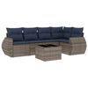 vidaXL Conjunto de sof&aacute; de jardim com 6 pe&ccedil;as e almofadas em rattan sint&eacute;tico cinza