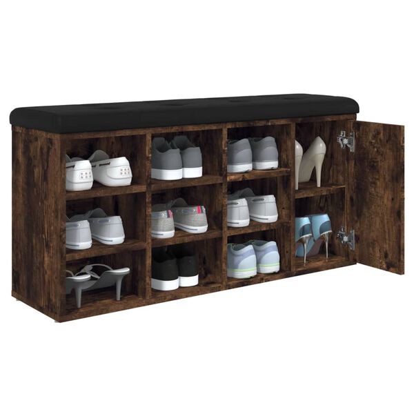 vidaXL Banco sapateira 102x32x50 cm derivados madeira carvalho fumado