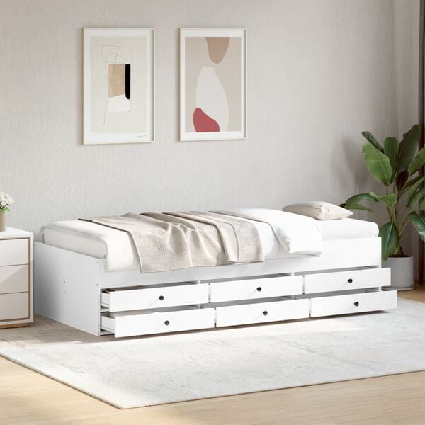 vidaXL Sof&aacute;-cama com gavetas sem colch&atilde;o 75x190 cm branco