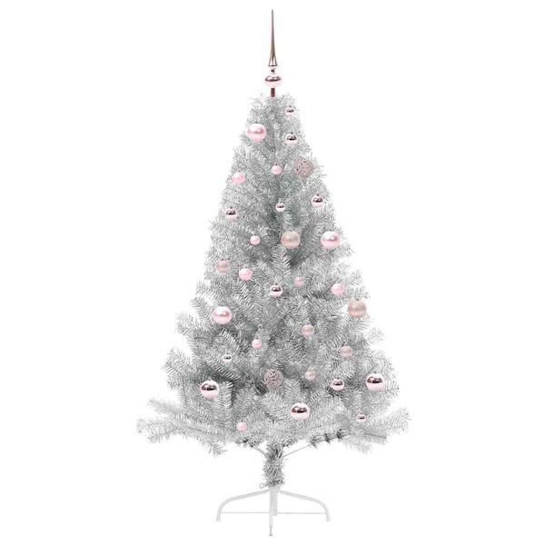 vidaXL Árvore de Natal Artificial Pré-iluminada Prateado 150 cm PET