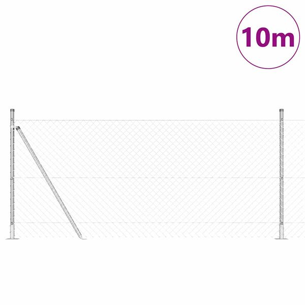 vidaXL Poste de Cerca Prateado 10 x 1 m (malha 40 x 40 mm) A&ccedil;o