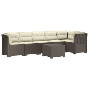 vidaXL Sof&aacute; de Jardim para 6 Pessoas com Almofadas Apar&ecirc;ncia de Rattan