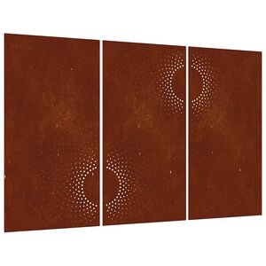 vidaXL Decora&ccedil;&atilde;o p/ muro de jardim 3pcs 105x55cm a&ccedil;o corten design sol