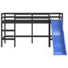vidaXL Cama alta p/ criança c/ escorrega 90x190 cm pinho maciço preto