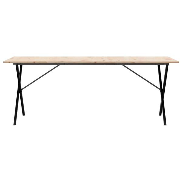 vidaXL Mesa de jantar estrutura em X 200x100x75 cm pinho/a&ccedil;o