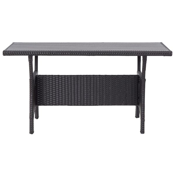 vidaXL Mesa de jardim 130x70x66 cm vime PE preto