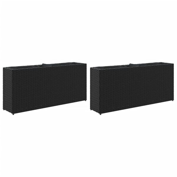 vidaXL Floreira de jardim com 2 vasos 2pcs 90x20x40 cm vime PE preto